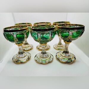 Vintage Bohemian Cut-to-Clear Crystal Goblets – Estate Set of 6